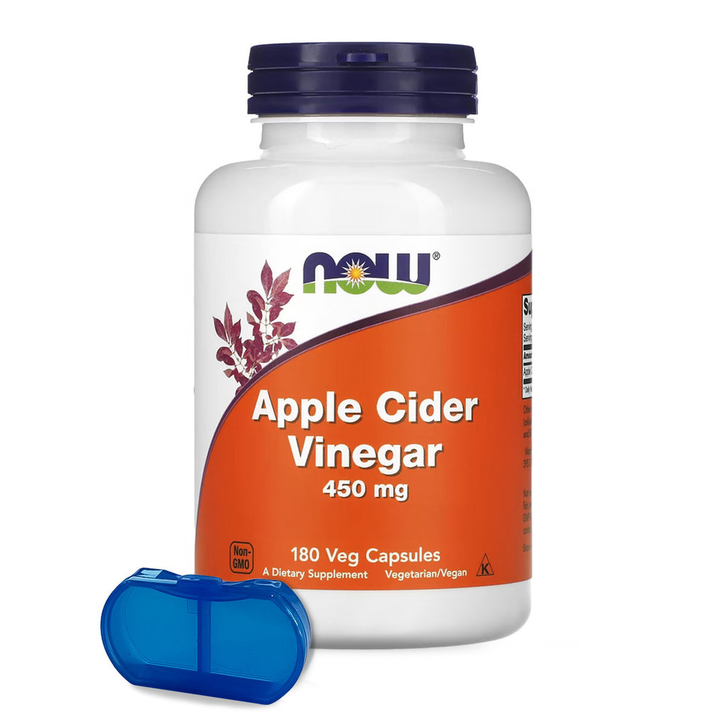 Vinagre de Maçã 450mg Now Foods 180 Veg Cáps Porta Cápsulas - Health