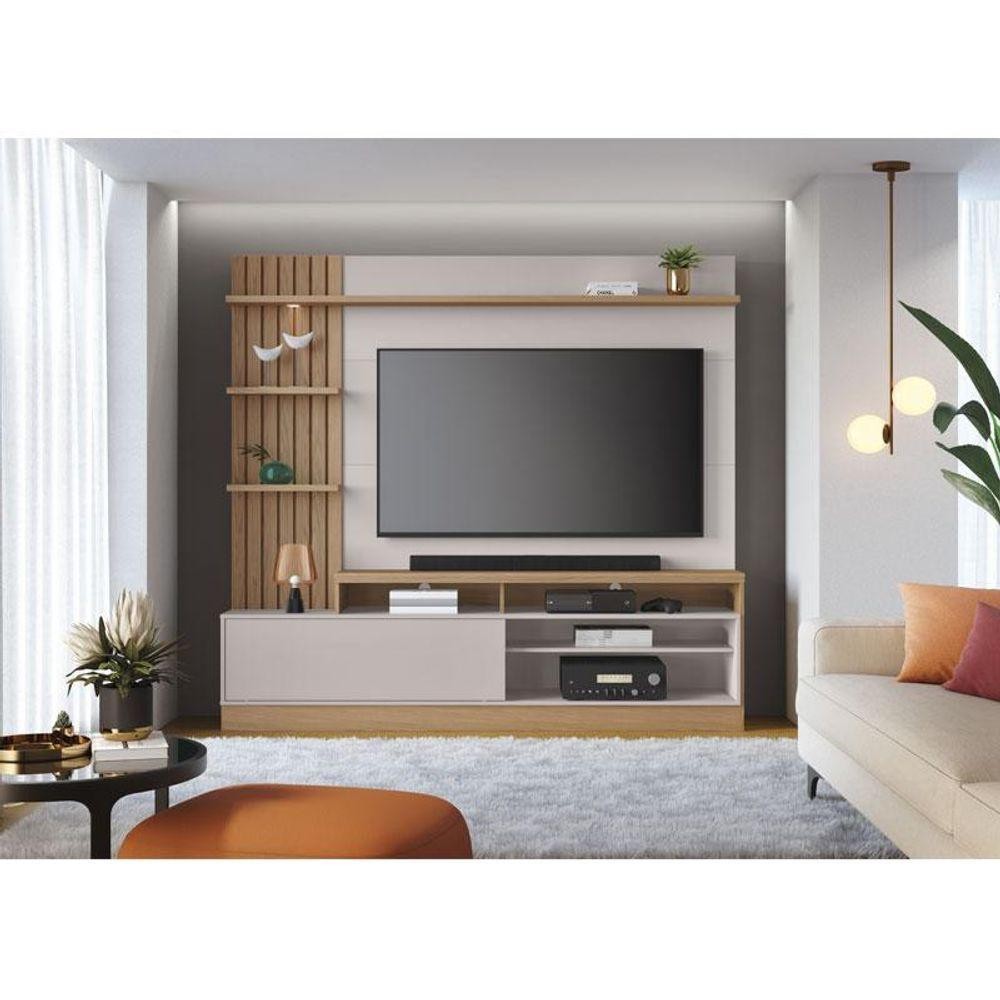 Estante Home Theater Ambiente Maceió Freijó Off White - Colibri - Home & Living