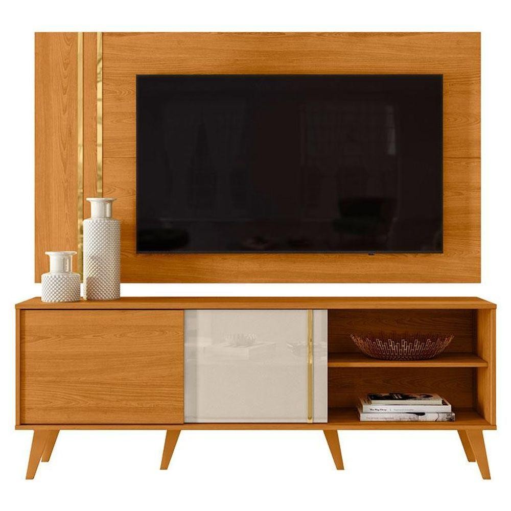 Rack Bancada E Painel Para Tv Cronos Cinamomo Off White - Madetec em Oferta na Shopee