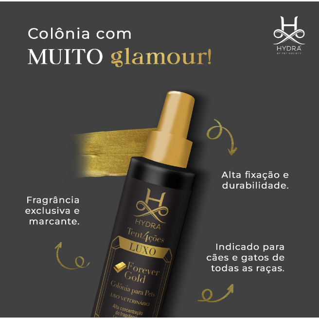 Colônia Pet Cachorro Gato Hydra Groomers Forever Gold Luxo 120mL