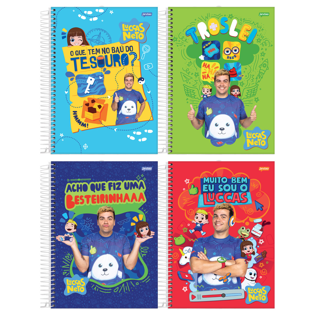 Caderno Universitário Capa Dura 1 Matéria 80 Folhas Luccas Neto Jandaia - Pacote 4 Unidades Sortidas em Oferta na Shopee