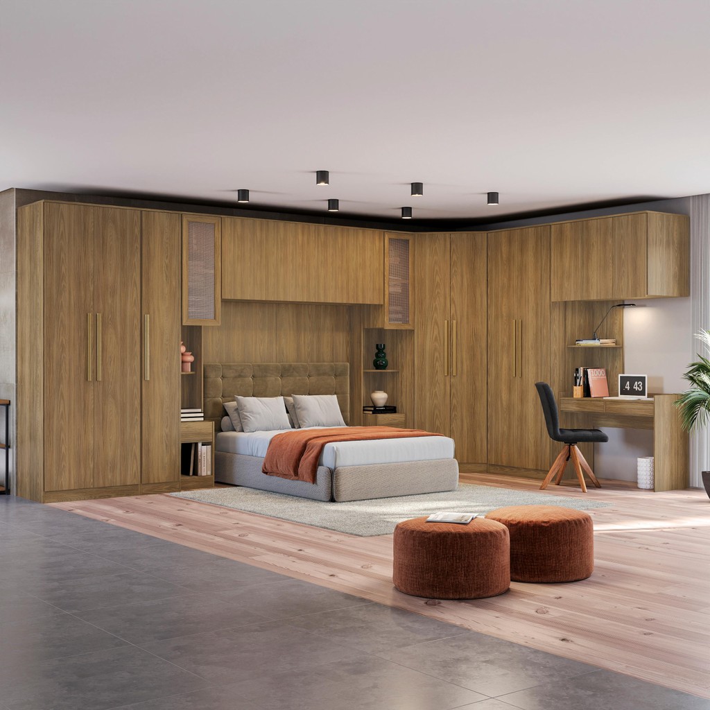 Quarto Modulado Kappesberg Adapt Nogueira 12 Peças 470cm x 290cm em Oferta na Shopee