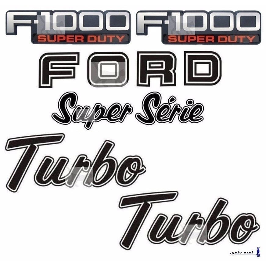 Emblemas F1000 Super Duty + Ford Super Turbo Preto - 96 À 98