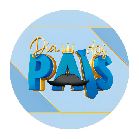 NOVO Painel Festa Infantil Redondo Dia dos Pais, Coroa e Detalhes Dourado Gold, Fundo Azul Claro + Arco, Suporte incluso. Fazemos personalizado com qualquer tema. Confeccionado em Lona fosca, impressão de alta resolução. cenário , p/ Decoração