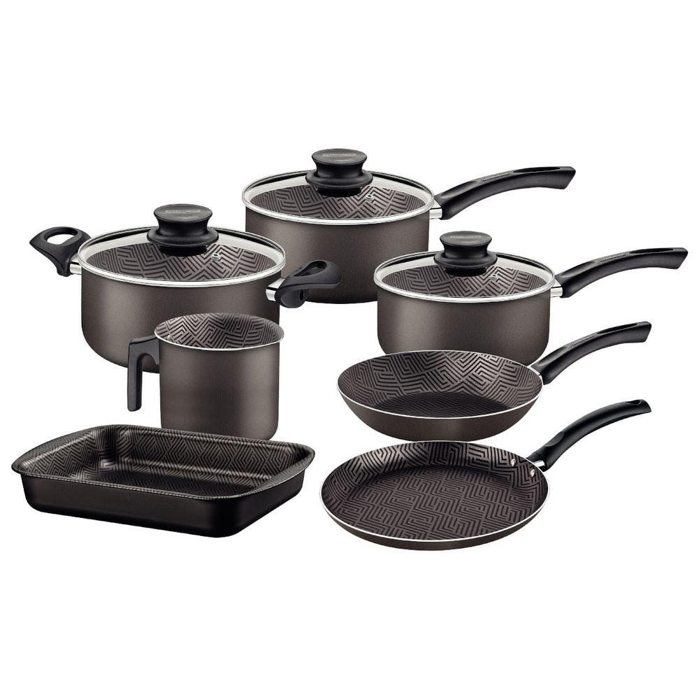 Jogo De Panelas Tramontina Paris 7 Peças Cinza Em Alumínio Antiaderente Starflon Max em Oferta na Shopee