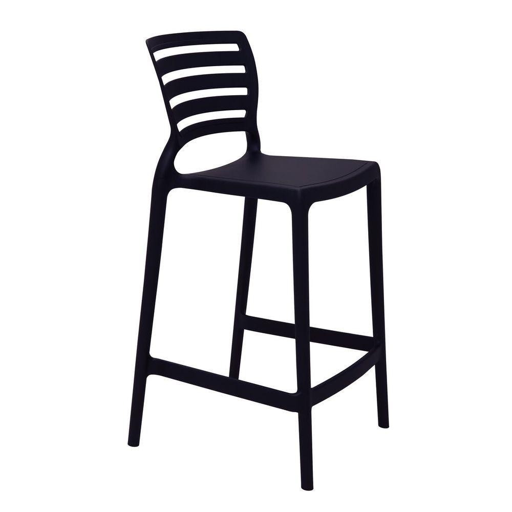 Banqueta Para Cozinha Alta Tramontina Sofia Preta Em Polipropileno Empilhável em Oferta na Shopee