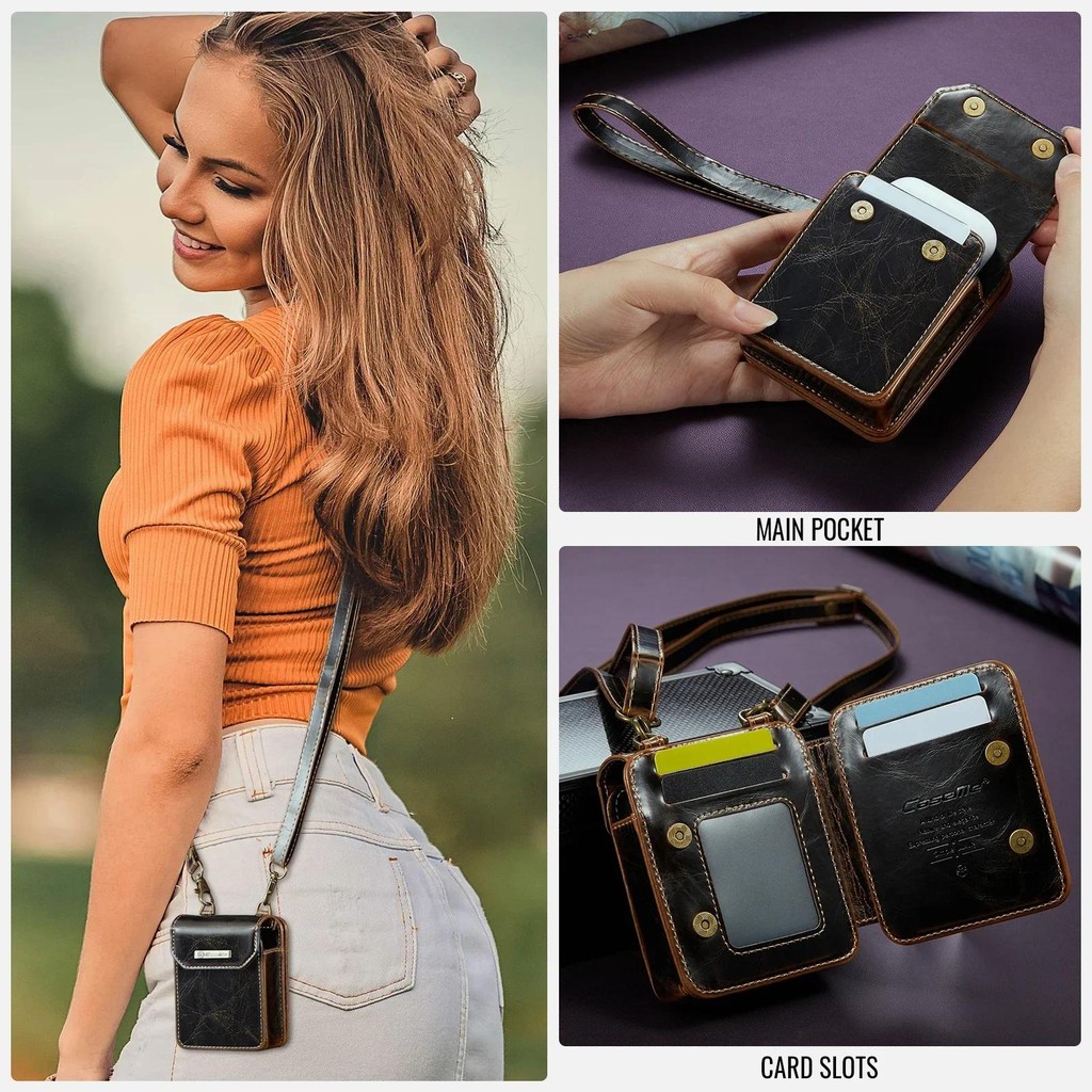 Universal Crossbody Mini Bolsa De Couro Para Galaxy Buds FE/3/2 Airpods Pro 2 1 Alça Longa Fone De Ouvido Carteira Cartã