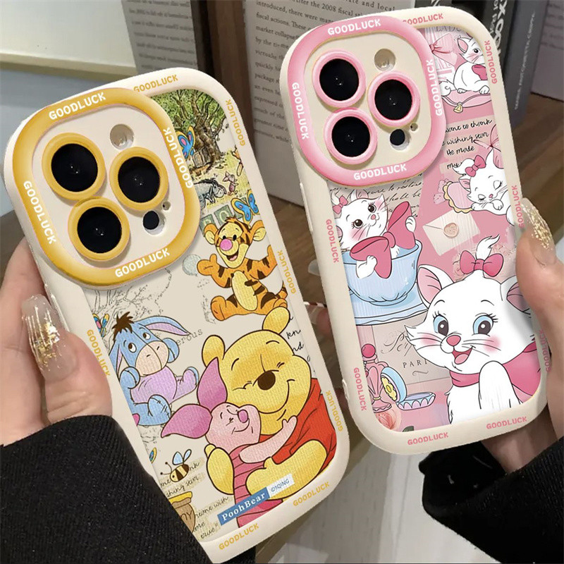 DISNEY Lotso iPhone 16/15promax Capa De Telefone puff Pintura A Óleo Pequenos Animais Para iPhone11 12 13 14 + 7 8 plus XS max Protetora Macia De silicone À Prova D'água De Quedas