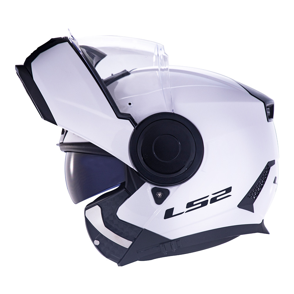Capacete Robocop LS2 Scope Monocolor Branco Brilhante Escamoteavel Articulado
