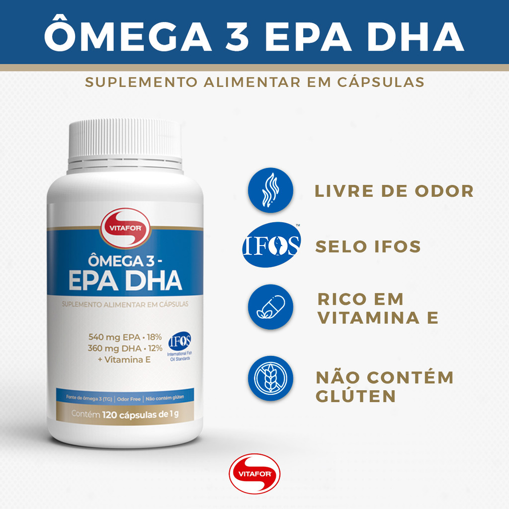 Ômega 3 EPA e DHA com Vitamina E 120 Cápsulas Vitafor — imagem 2 de 2