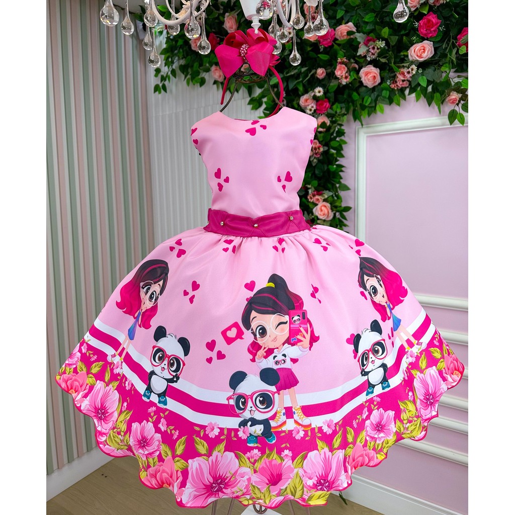 Vestido Infantil Temáticos Luxo Luluca Rosa Infantil Juvenil Festa Casual