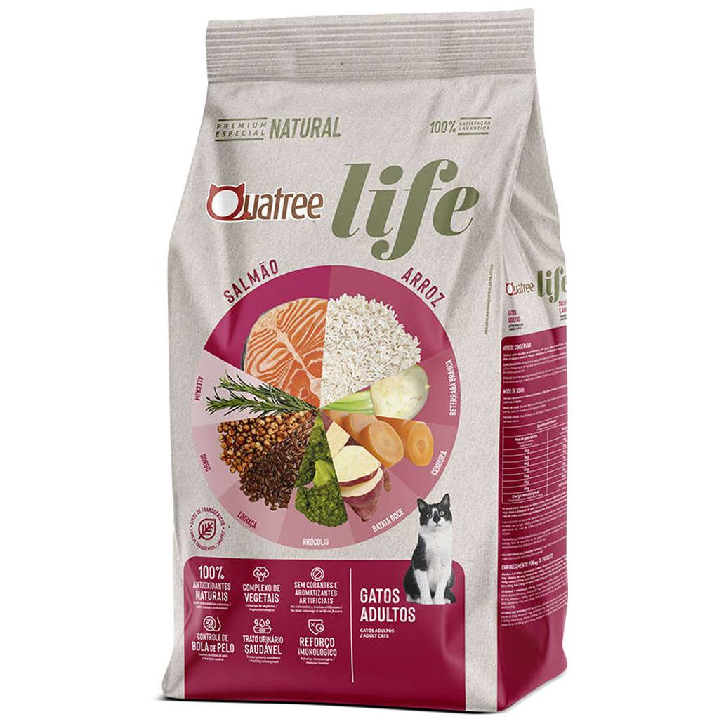 Ração Quatree Life 10kg Para Gatos Adultos Salmão E Arroz