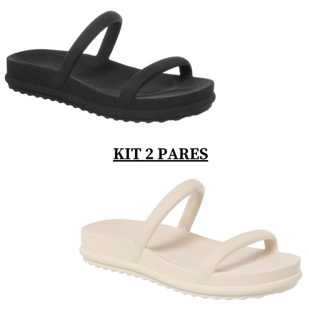 Kit 2 Pares Papete Feminina Injetada Conforto e Macio Solado Antiderrapante