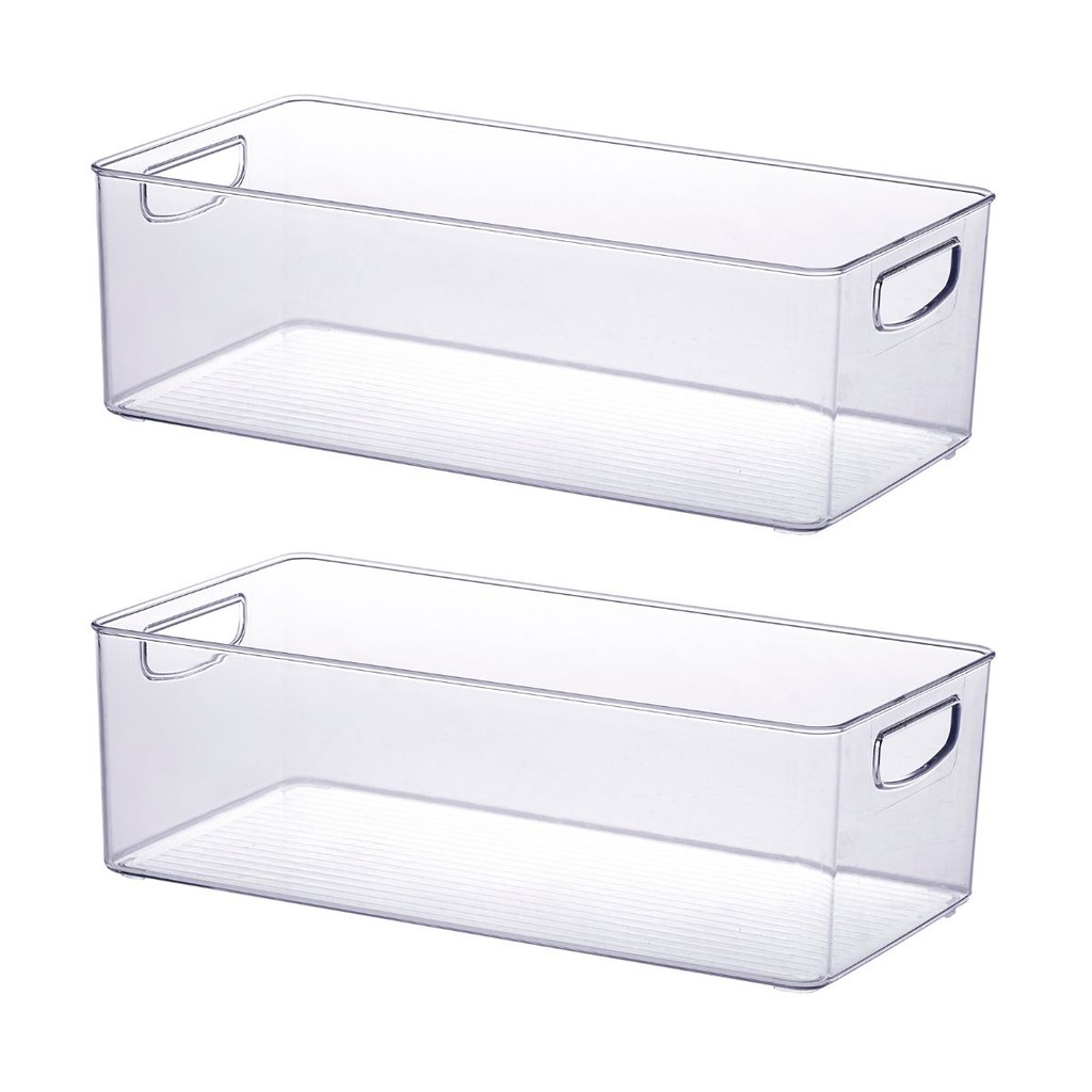 Organizador Geladeira Cozinha Acrílico 40x21x13 Cm Kit 2 Un Cor Transparente