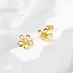 Brinco Delicado Elegante Antialérgico Folheado Ouro 18k a Platina Flor Zircônia Cravejada