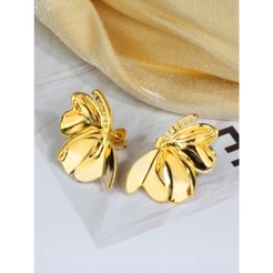 Brinco Delicado Femenino Elegante Antialérgico Meia Flor Folheado Platina Zircônia Cravejada Luxo