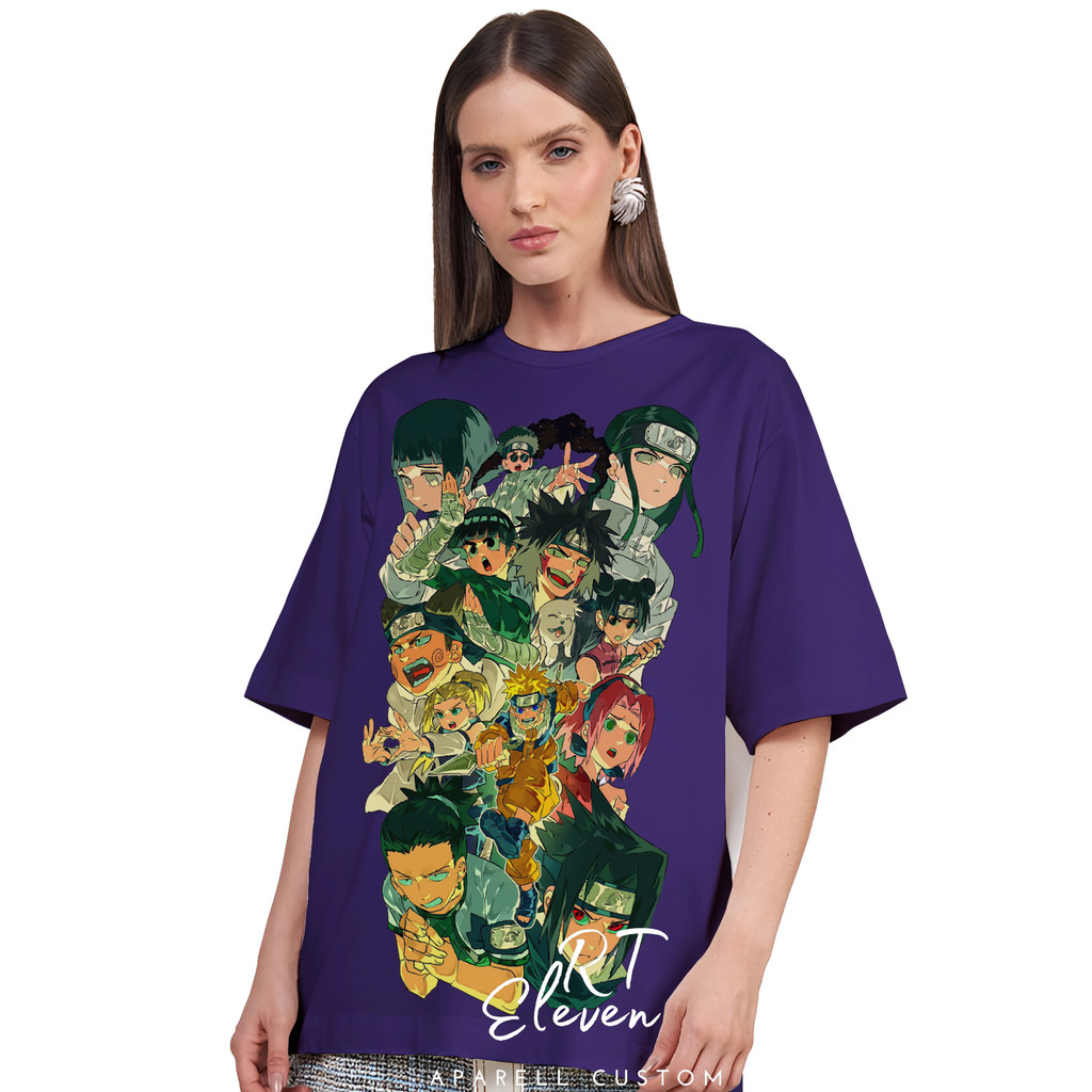 Camiseta Oversized Streetwear Personalizada Naruto Anime Times Konoha Masculina e feminina 100% Algodão Malha Premium