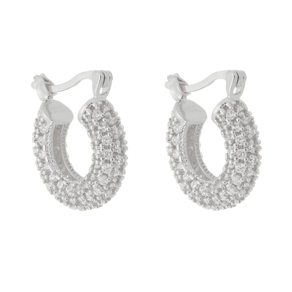 BRINCO ARGOLINHA TAMY CRAVEJADA ZIRCÔNIAS FOLHEADO EM RÓDIO BRANCO PIUKA em Oferta na Shopee