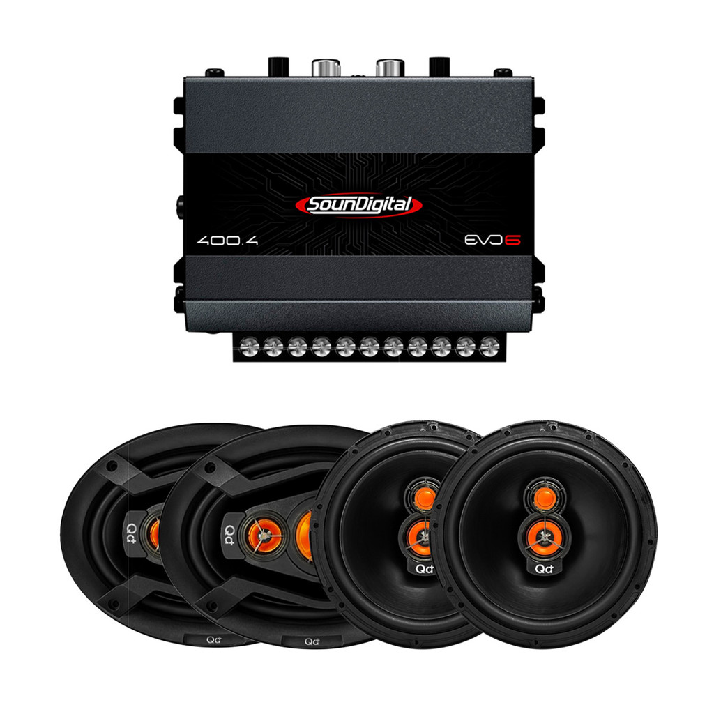 Kit Modulo Soundigital 400 Rms SD-400.4 Evo 6 + Alto Falante 6 Pol Qa+ 100w Rms AF-610 + 6x9 Pol 150w Rms AF-6915