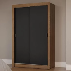 Guarda-Roupa Solteiro 2 Portas de Correr Rustic/Preto Milano Madesa