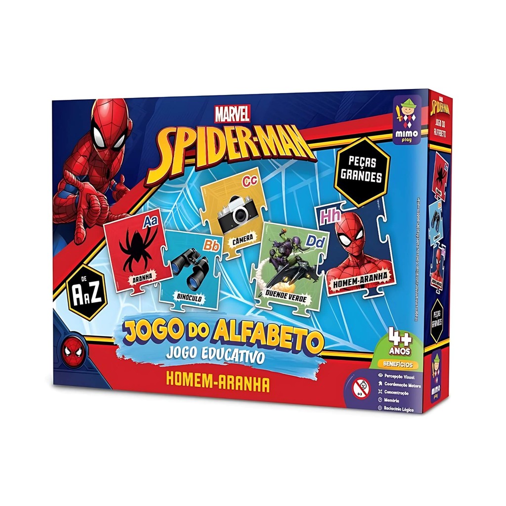 Jogo Educativo Alfabeto Homem Aranha Marvel Mimo Toys Infantil Desenvolvimento Criança Presente em Oferta na Shopee