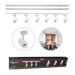 Kit trilho Eletrificado 6 Spot Led + 2 Metros de Trilho Pop 30w 3000k Branco Quente 110v/220v Branco Cod: 251931388-2 em Oferta na Shopee