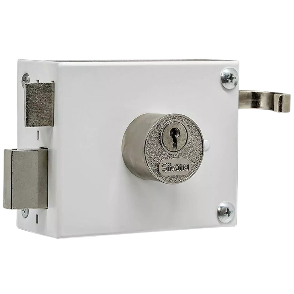 Fechadura Para Portão de Sobrepor Branca 50mm Silvana Fechadura Auxiliar de Segurança Externa Sobreposta Trinco Casa