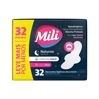 Absorvente Mili Noturno 32un Suave Abas em Oferta na Shopee