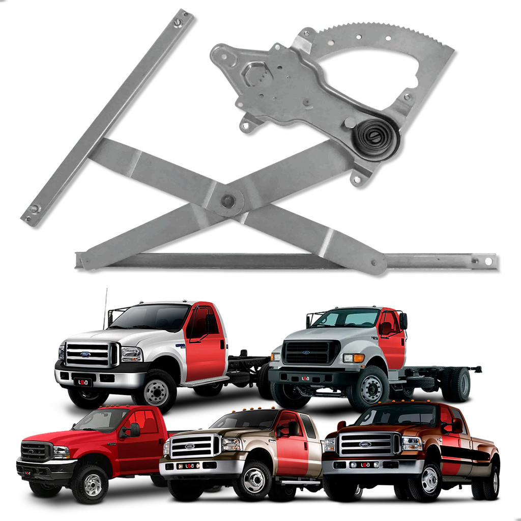 Máquina Vidro Elétrico Lado Esquerdo F-250 F-350 F-4000 F-14000 F-16000 Pit Bull 1998 a 2016 Encaixe Motor Mabuchi 8Dts