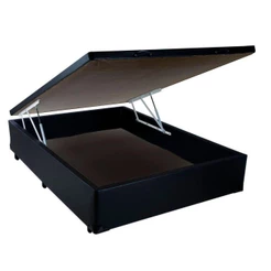 Cama Box Baú Casal Homequeen Corino Preto 41x138x188
