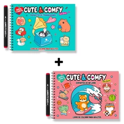 Combo Cute & Comfy Super Special - Kit com 02 Livros de Colorir - Espiral com Caneta