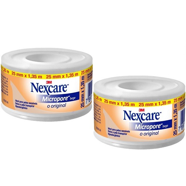 Kit com 2 Curativo Nexcare Micropore 25MM X 1,35M Bege em Oferta na Shopee