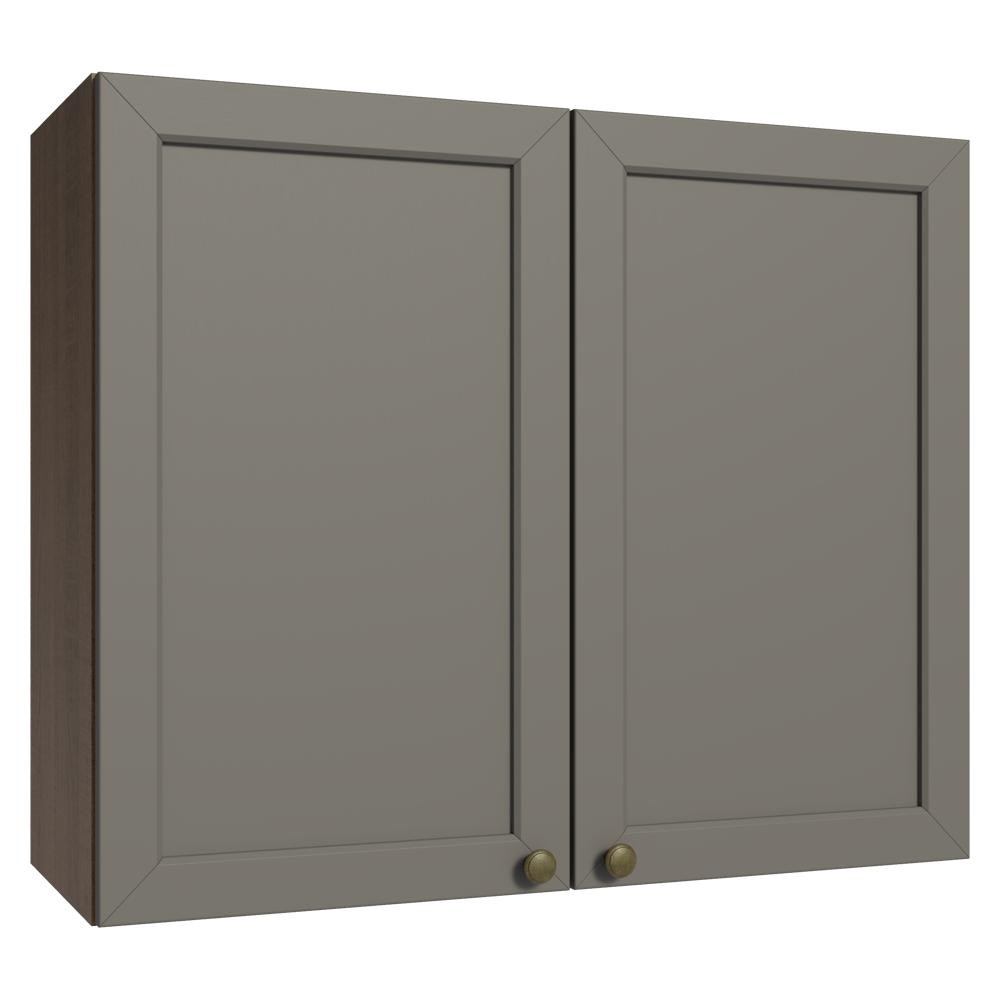 Armário Aéreo 80 cm 2 Portas Rustic/Cinza Vik Madesa