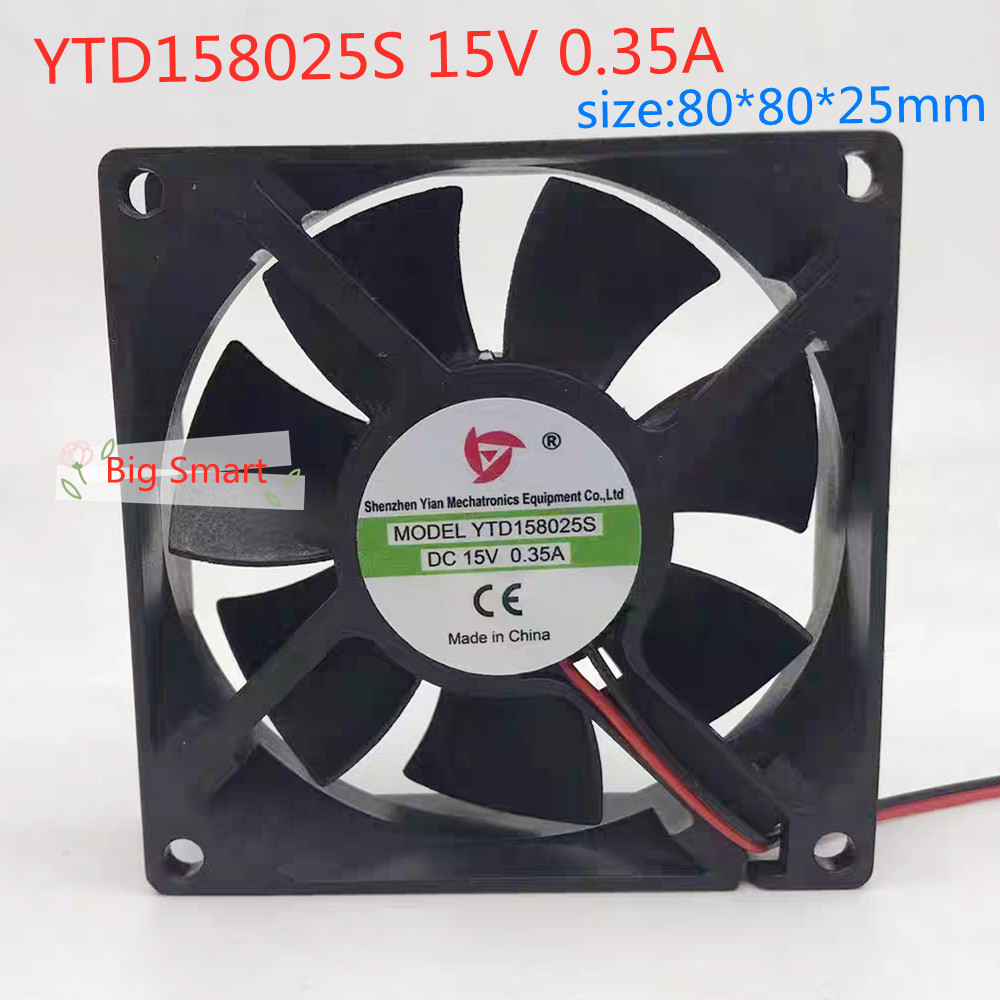 YTD158025S 15V 0.35A 8cm 8025 Equipamento DC De Exaustão Pequeno Ventilador De Resfriamento