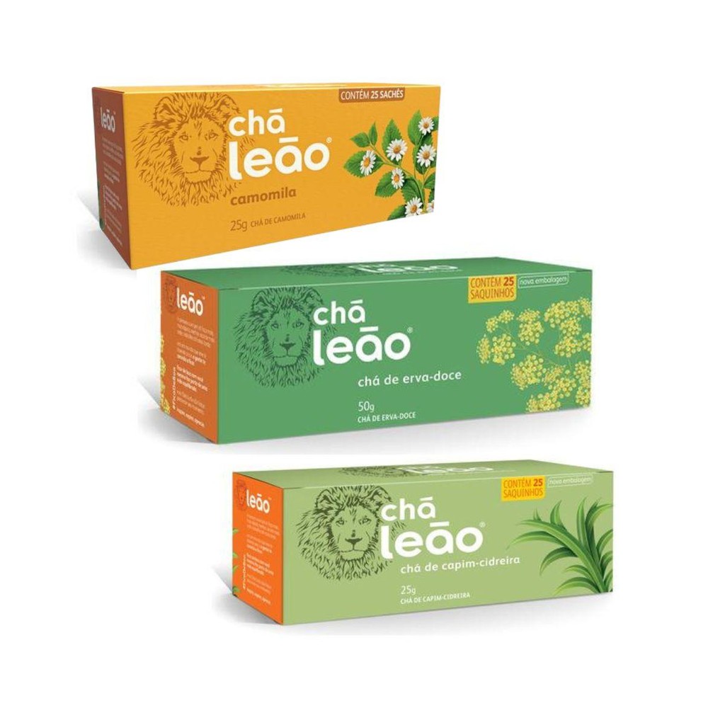 Kit Chás Leão Vários Sabores  - Camomila, Erva Doce E Cidreira em Oferta na Shopee