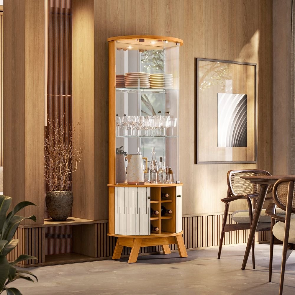 Cristaleira 4 Portas com Espelho Marina - Home & Living