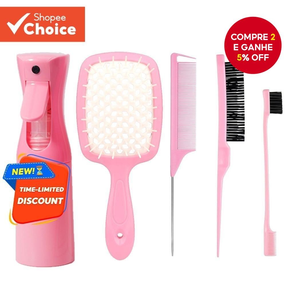 5 Ferramentas De Cabelo , Escovas Com Frascos De Spray , 4 Pentes 1 Frasco Ultrafino