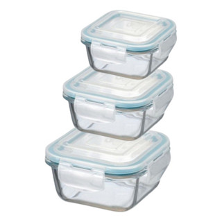 Kit 3 Potes De Vidro C / Tampa Hermética Quadrados 320ml/520ml/800ml em Oferta na Shopee