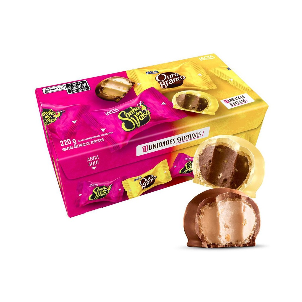 Caixa de Bombons Sonho de Valsa e Ouro Branco 220 g - Lacta ESCOLHA A QUANTIDADE