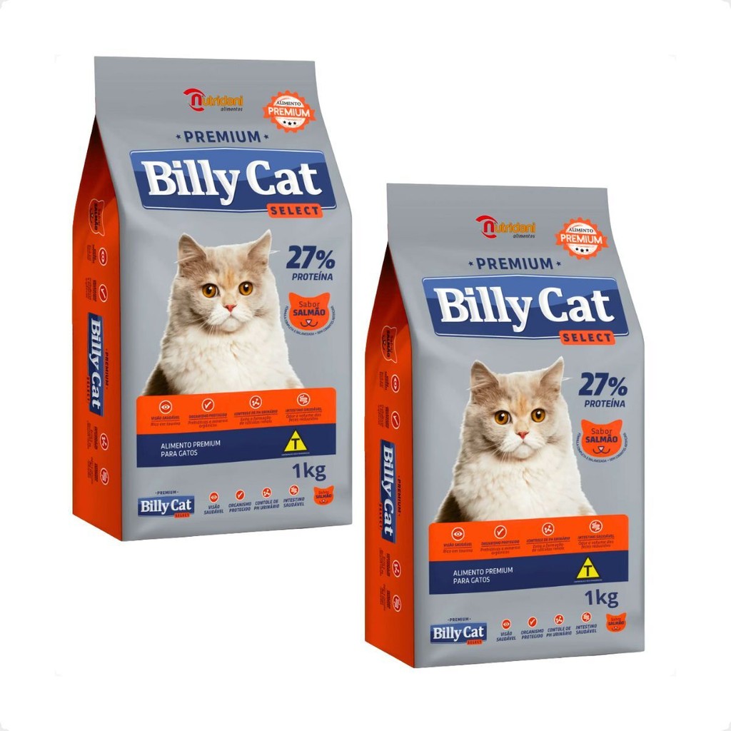 Kit 2 Ração Billy Cat Select Gatos Adultos Salmão - 1Kg em Oferta na Shopee