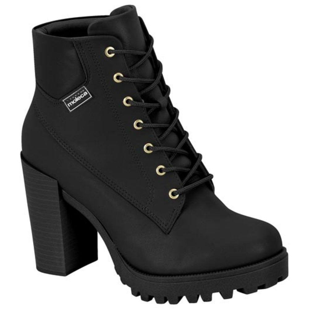Bota Coturno Feminino Salto Bloco Napa Preto Moleca 5325.119