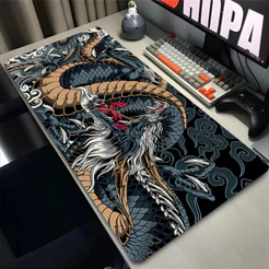 Mouse Pad Gamer Extra Grande Profissional 90x40 Desk Pad Tapete Dragão Preto Mundi