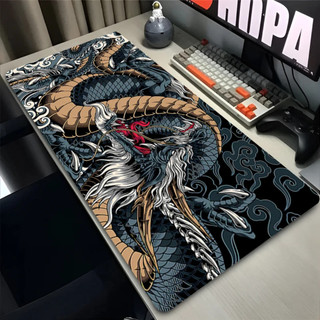 Mouse Pad Gamer Extra Grande Profissional  90x40 Desk Pad Tapete Dragão Preto Mundi