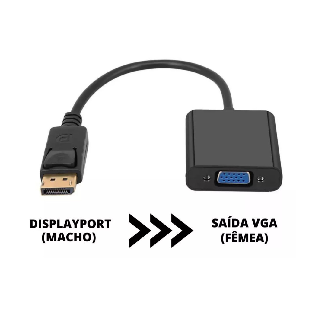 Cabo Adaptador Displayport Vga Conversor Vídeo Para Dell Hp em Oferta na Shopee