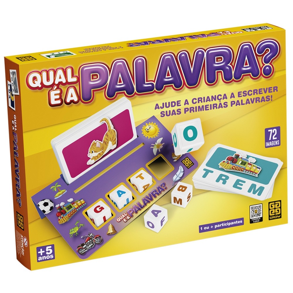 JOGO DE TABULEIRO QUAL É A PALAVRA? GROW BRINQUEDOS MESA LETRA INFANTIL EDUCATIVO ESCREVER CRIANÇAS em Oferta na Shopee