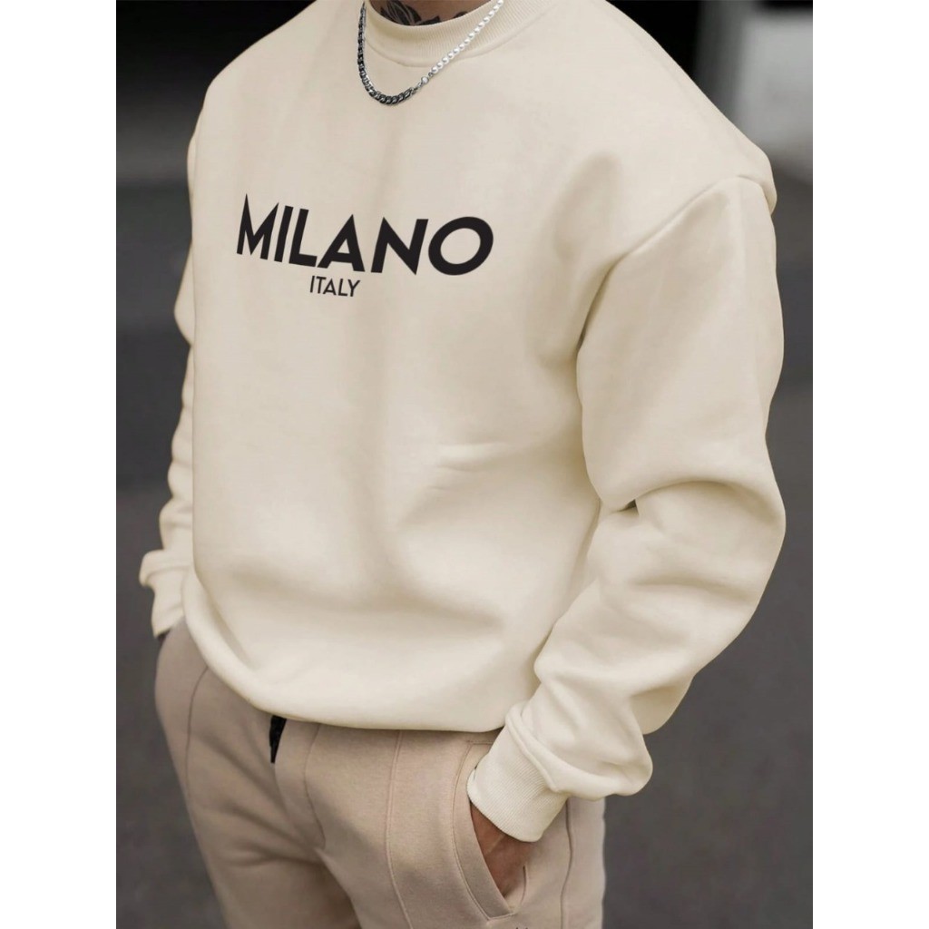 Moletom Gola Careca Milano Italy Streetwear Minimalista Luxo Premium Flanelado