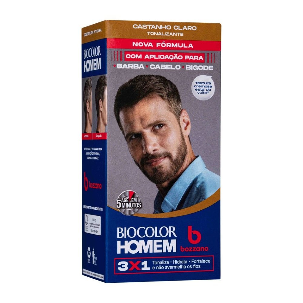 Tonalizante de Cabelo Masculino Biocolor Homem Bozzano Castanho Claro - Beauty