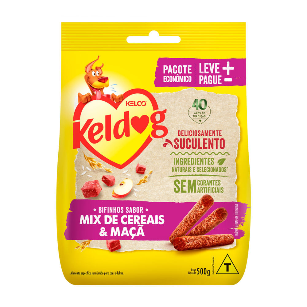 Bifinho Keldog Sabor Mix de Cereais e Maca 500g - Pets