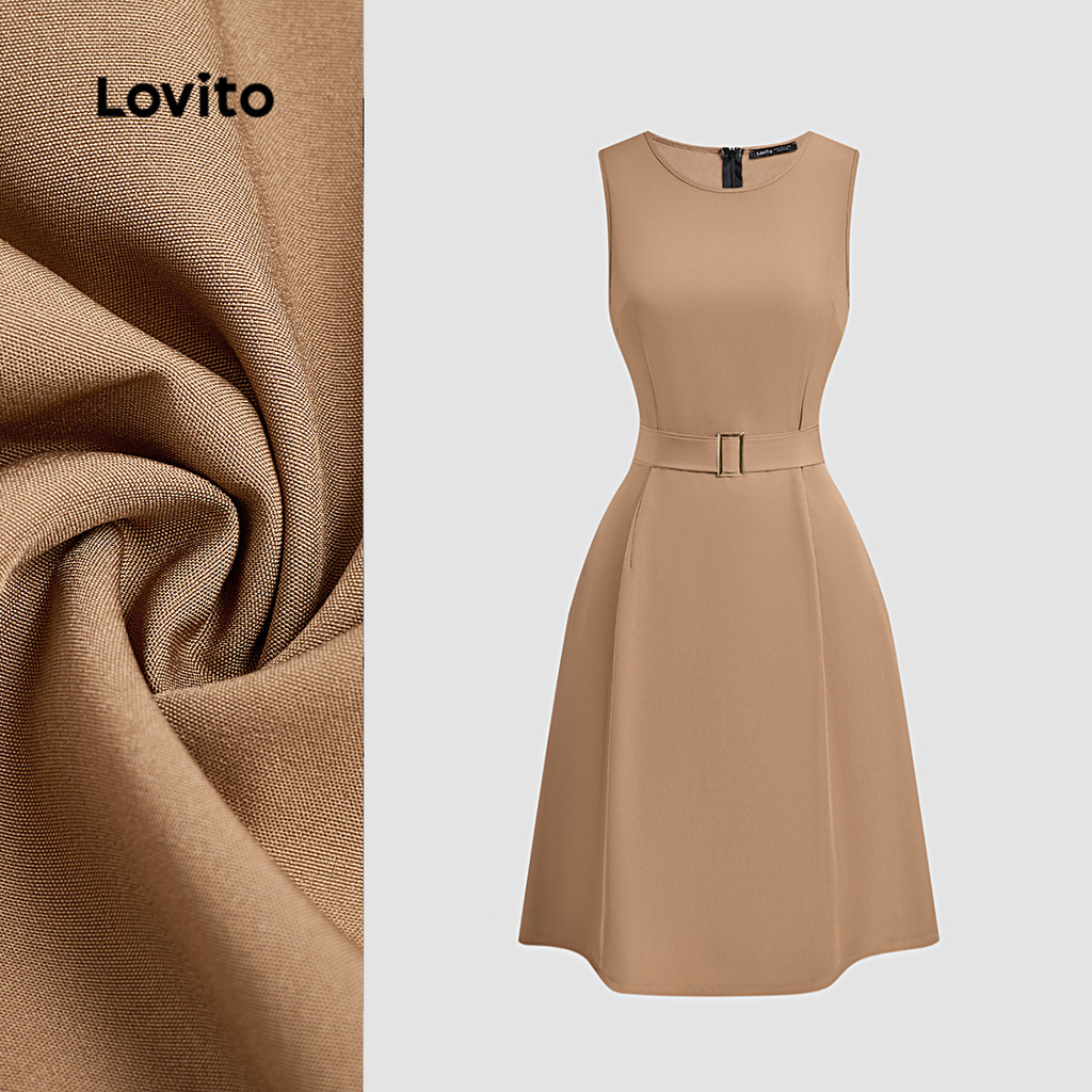 (New) Lovito Vestido Feminino Elegante com Cinto para primavera/verão L143ED663 em Oferta na Shopee