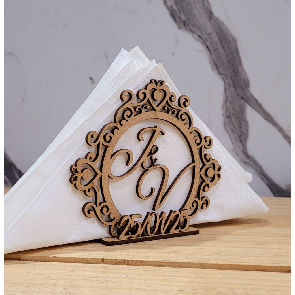 kit Porta Guardanapo Personalizado com as Iniciais do Casal - porta guardanapo de MDF para mesa